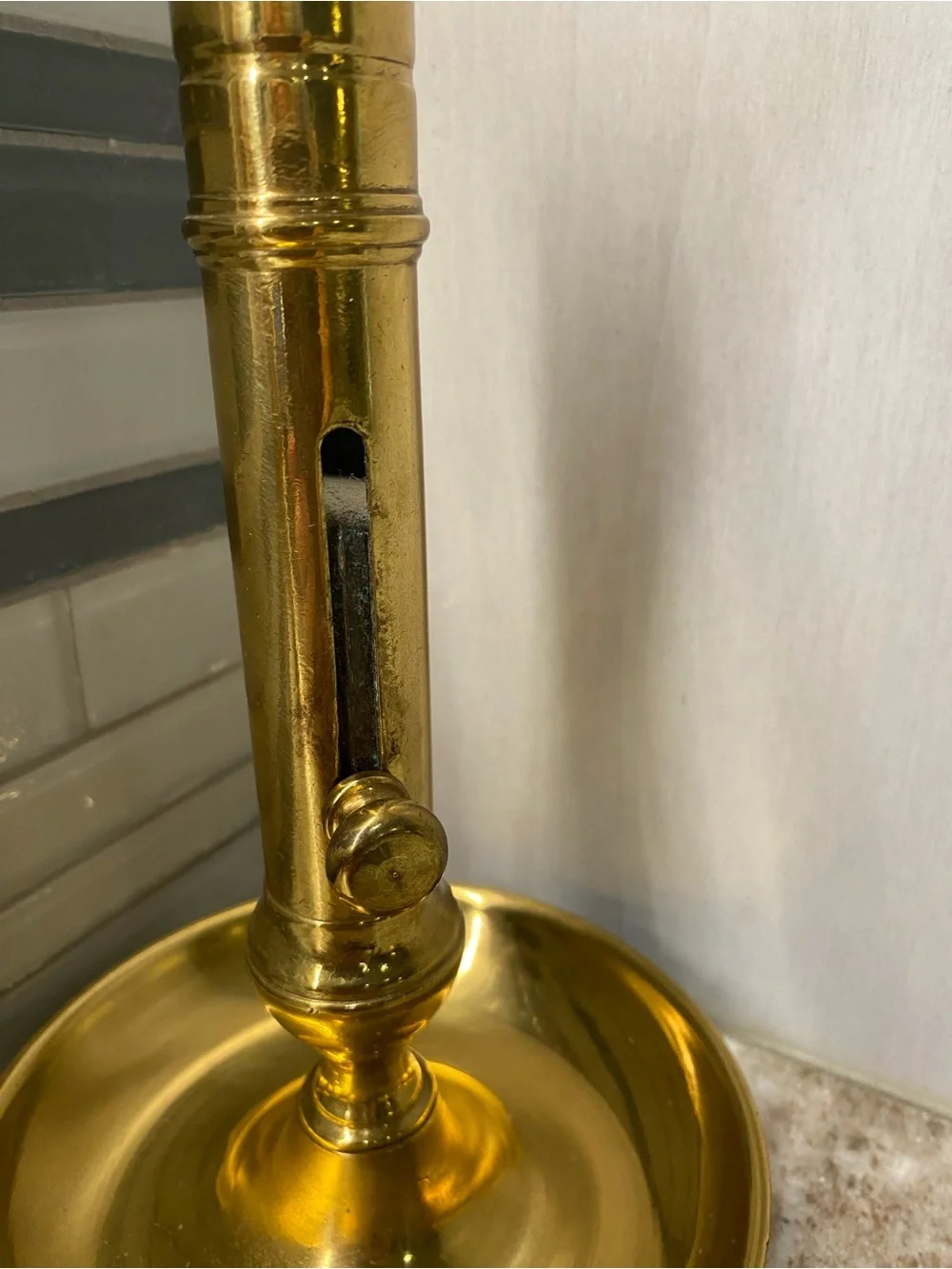 Antique Brass Push Up Ejector Candlestick Vintage Chamberstick Holder